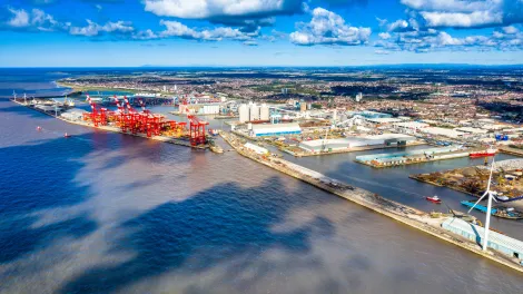 An aerial view of the Port Of Liverpool which will be home to a new state-of-the-art storage facility for cementitious materials