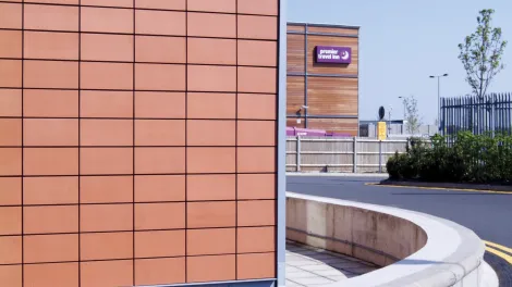 A picture of the Charcon HGV kerb laid around a premier inn