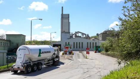 Cement plant at cauldon works with cement truck