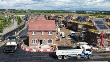 Warm mix asphalt in place of standard Tarmac on building site