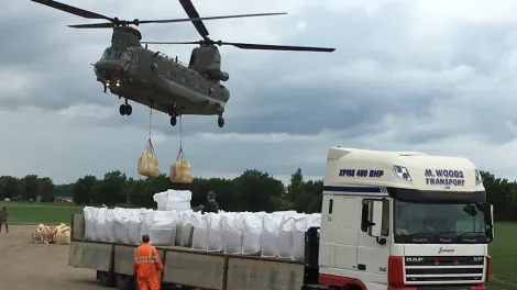 Helicopter performing a lift