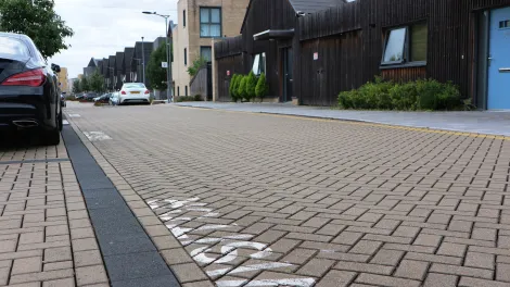 Europa Infilta in Grey with Andover Textured in Anthracite Charcoal, Barking Riverside