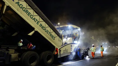 M42 asphalt surfacing at night