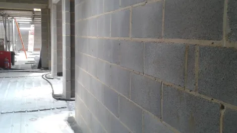 Exposed concrete block interior wall 