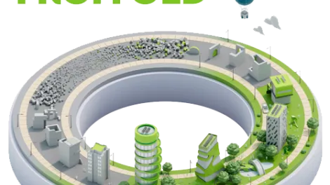 Loop showing the recycling of old buildings into new with the text "Build new from old"