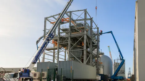 The new vertical roller mill being installed at the Tilbury Cement Plant February 2026