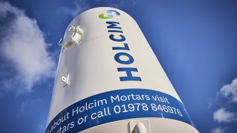A Holcim silo at its Mortars plant in Wrexham