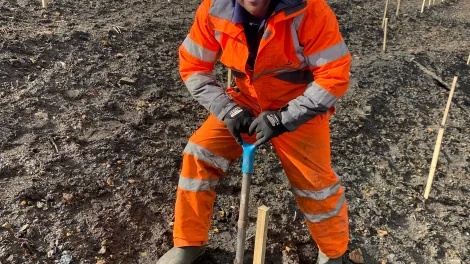Trees being planted as part of the ongoing Muldron Quarry restoration which is taking place alongside active quarry operations.