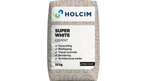 Cement bag with the text super white cement