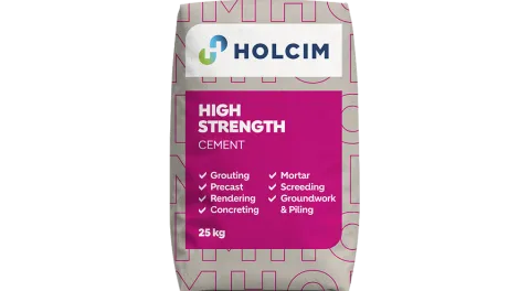 Cement bag with the text high strength cement