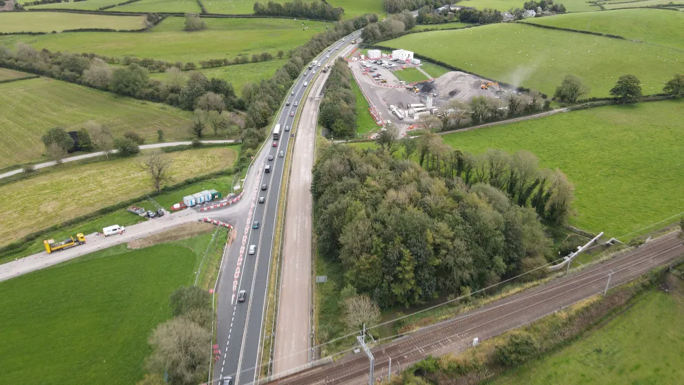 A590 foamix plant from above, part of the Brettargh Holt scheme