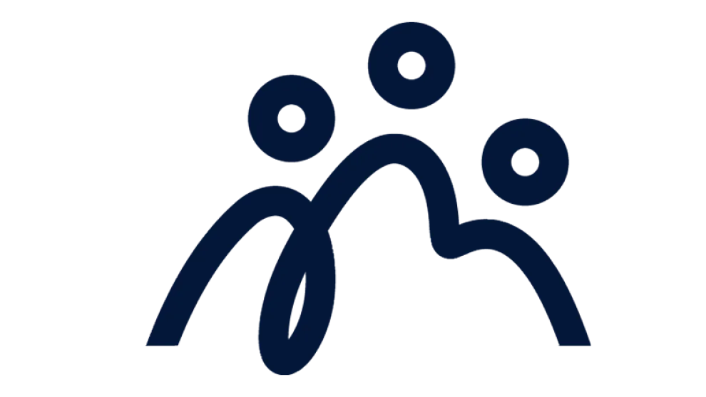 Icon depicting three people of different heights next to each other