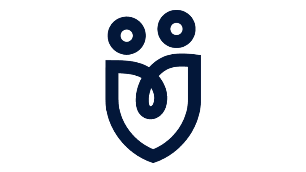 Icon depicting two people linked together in a badge shape