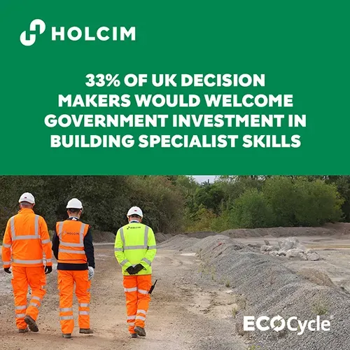 PPE workers with text + Holcim & ECOCycle Logos