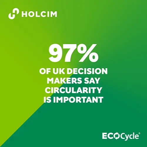 text on a green background with the Holcim logo and ECOCycle logo