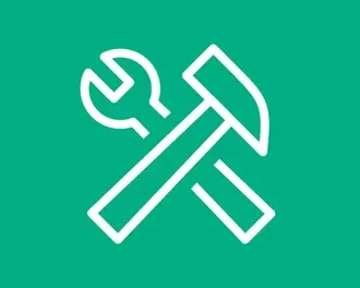Icon of a hammer and spanner overlapping in a cross