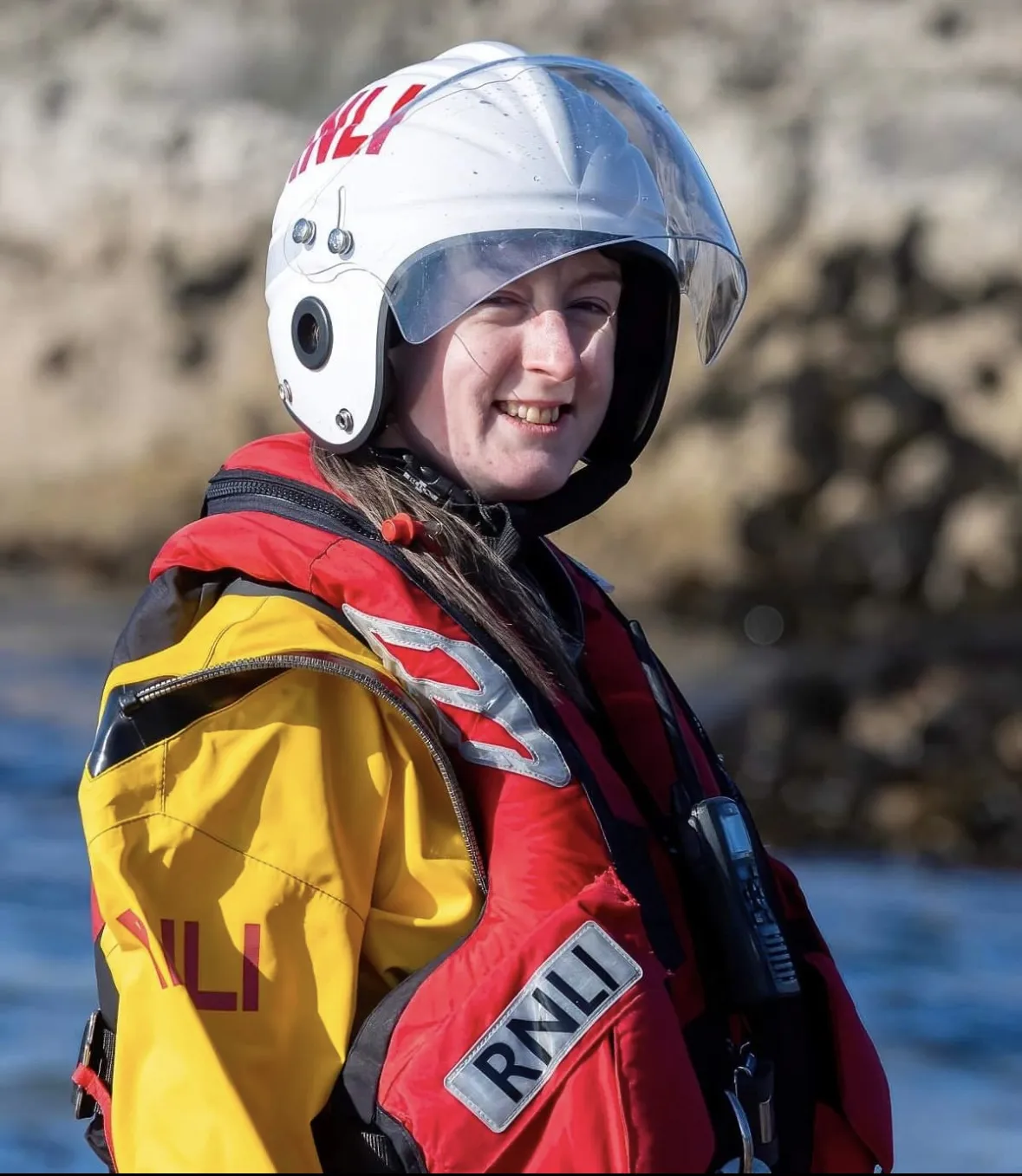 Lawrie Cerexhe, a coxswain on Holcim's UK's Glensdanda quarry boat service in her RNLI uniform