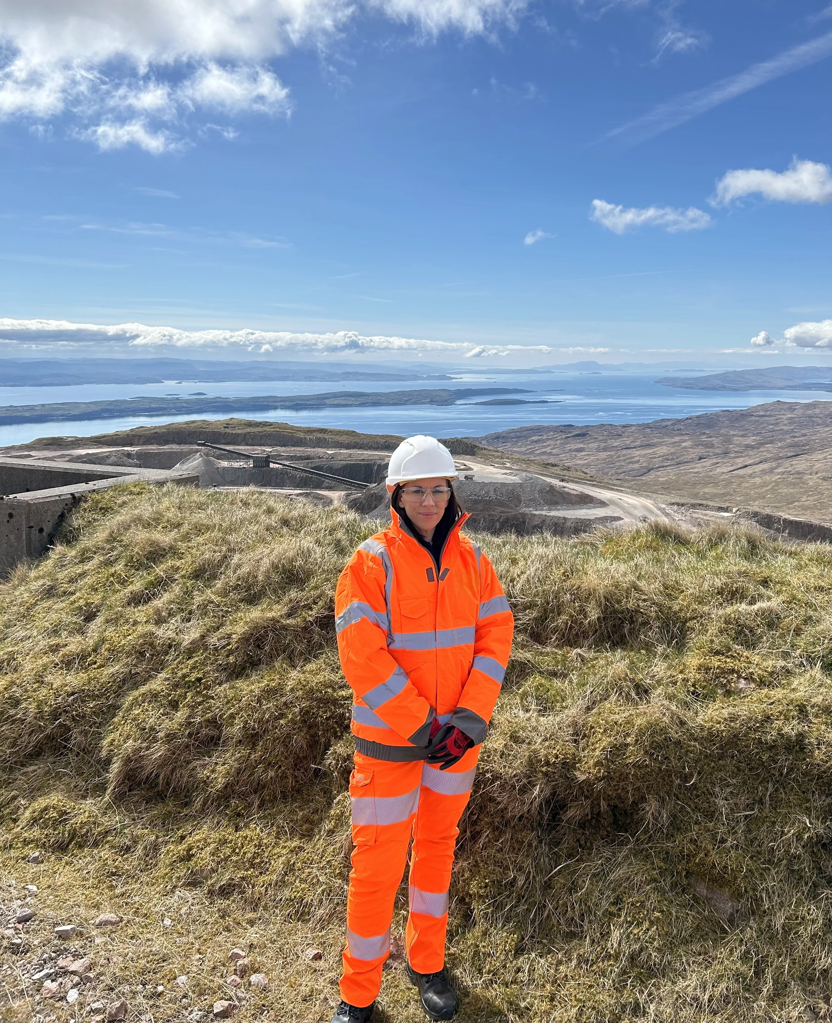 Clare Partridge, Head of Health and Safety at Holcim UK at Glensanda Quarry dressed in full PPE