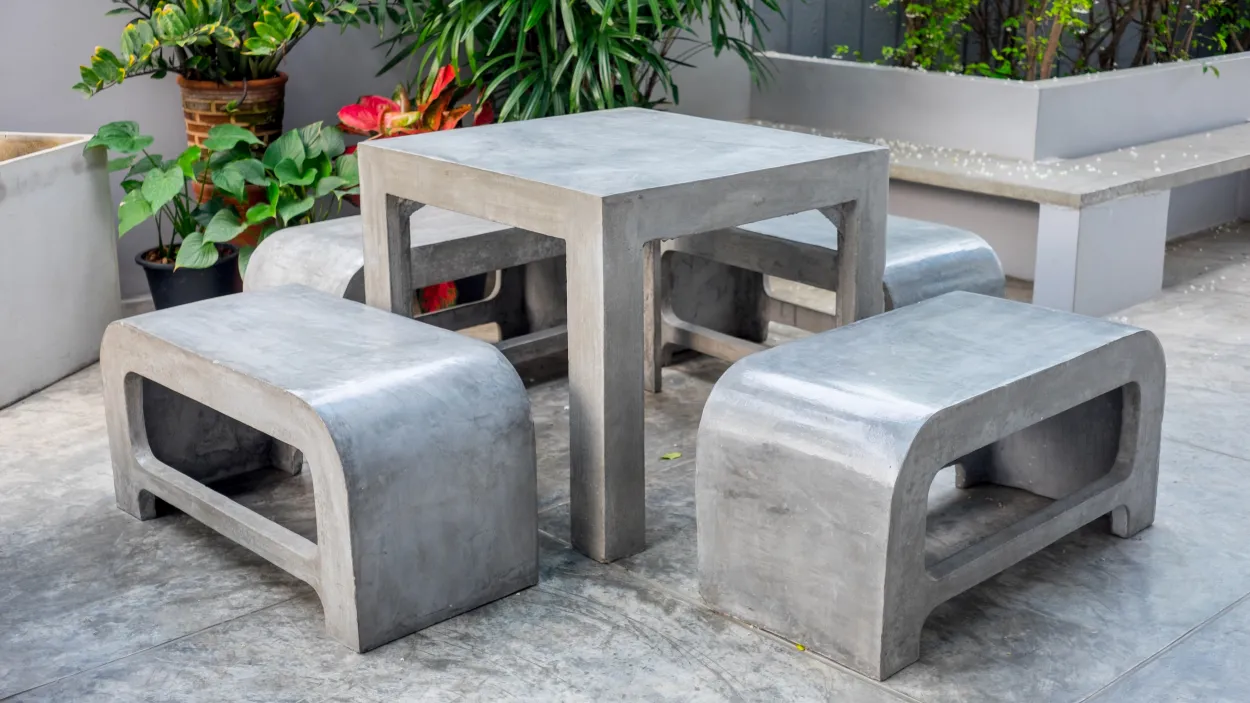 Concrete table and chairs