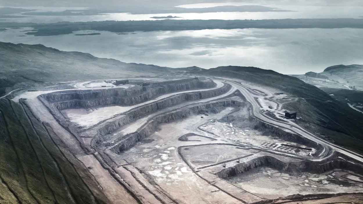 Ariel view of Glensanda Quarry in Scotland