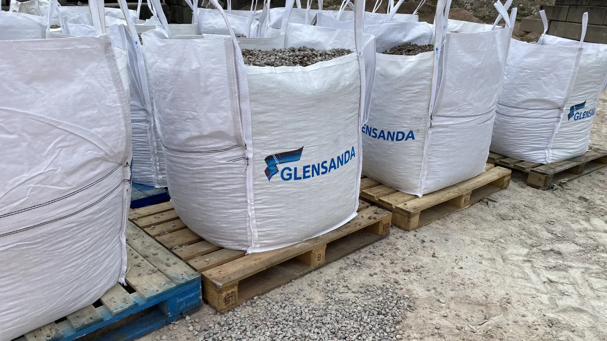 Bagged aggregates from Glensanda quarry available at Rhugh Garbh