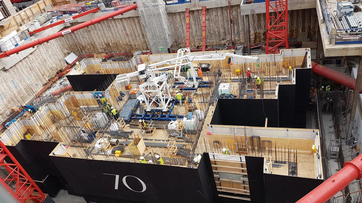 Foundations of 70 St Mary Axe London skyscraper