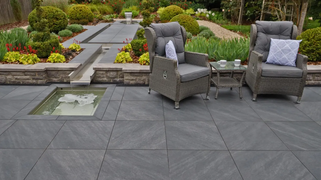 patio flags laid with concrete sub base