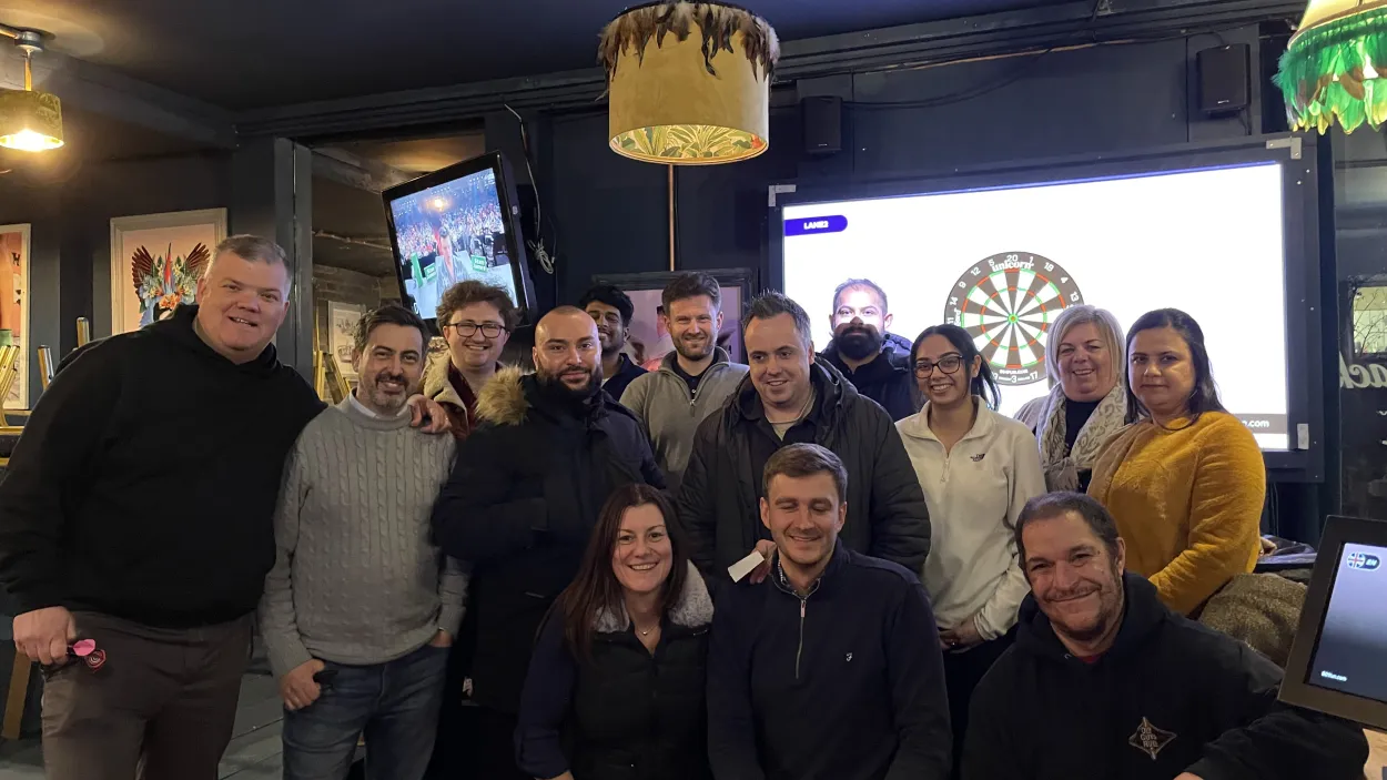 Kelly Lowe with Holcim colleagues on a night out