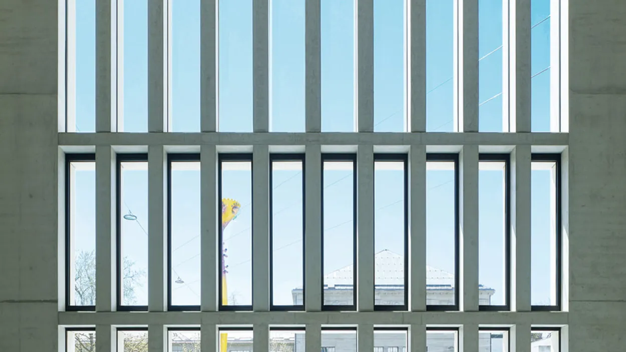 Kunsthause building windows from inside