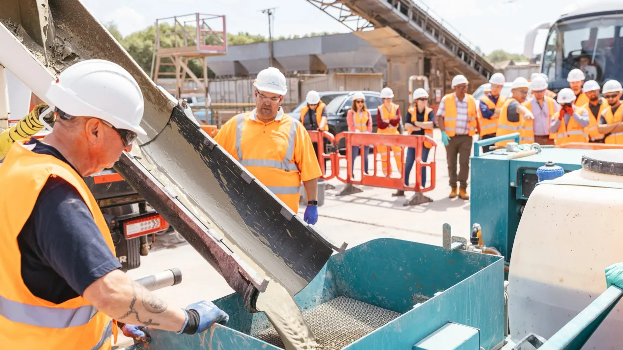 Airium product being poured from the mixer truck at an event in London