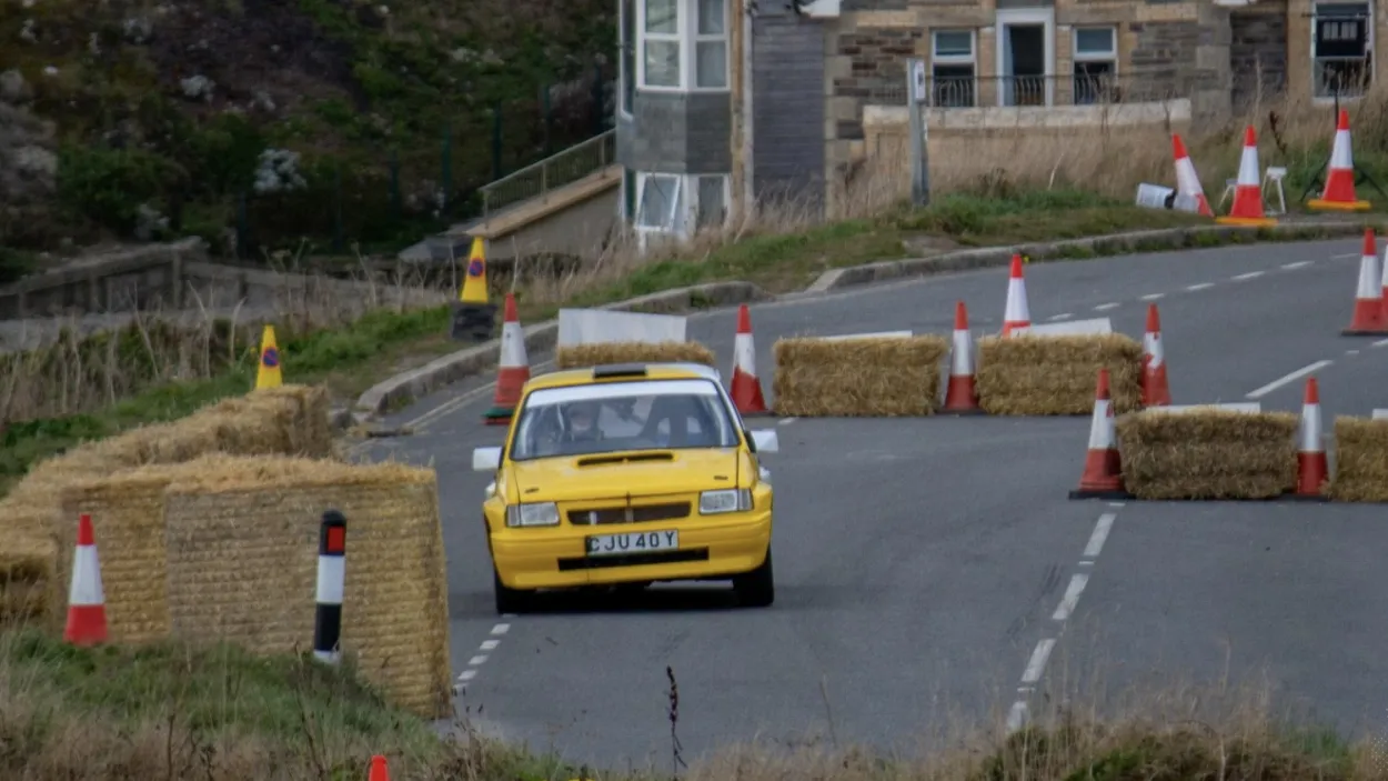 Anita Chesterton racing her Vauxhall Nova rally car