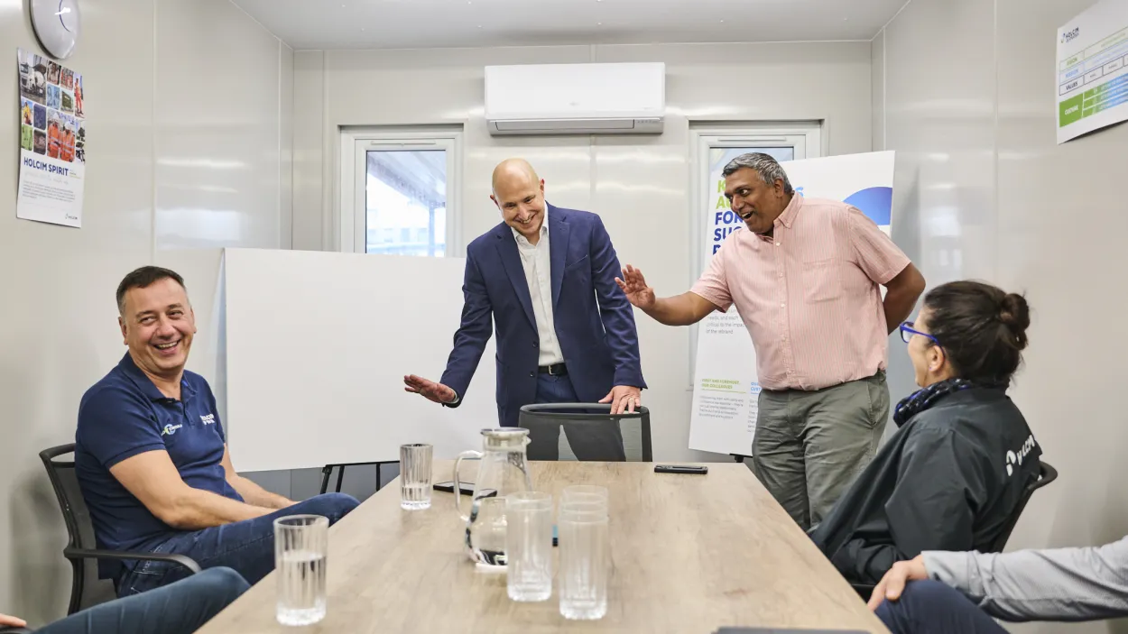 Adam Kutcher giving a presentation at London's Bow readymix plant