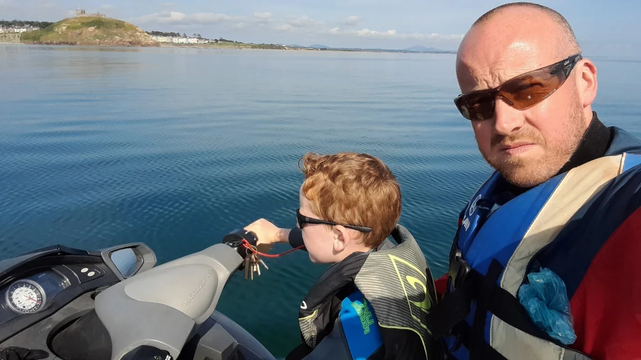 Holcim's Rob Nutt enjoying jet skiiing with his son