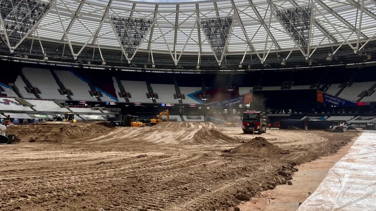 Dirt ramp in London Stadium