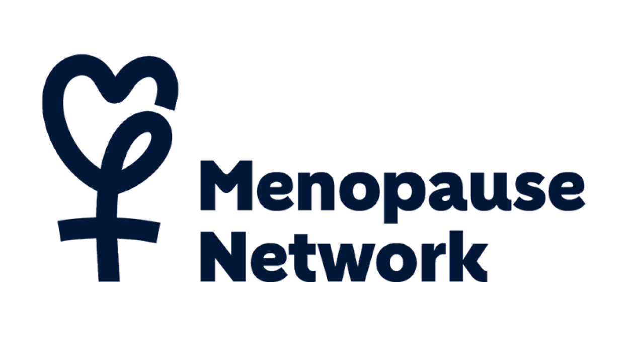 Icon depicting a heart above a plus with the text 'menopause network'