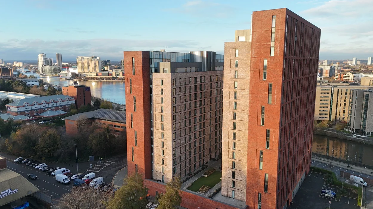 An aerial view of the No.1 Old Trafford development which used Holcim mortars