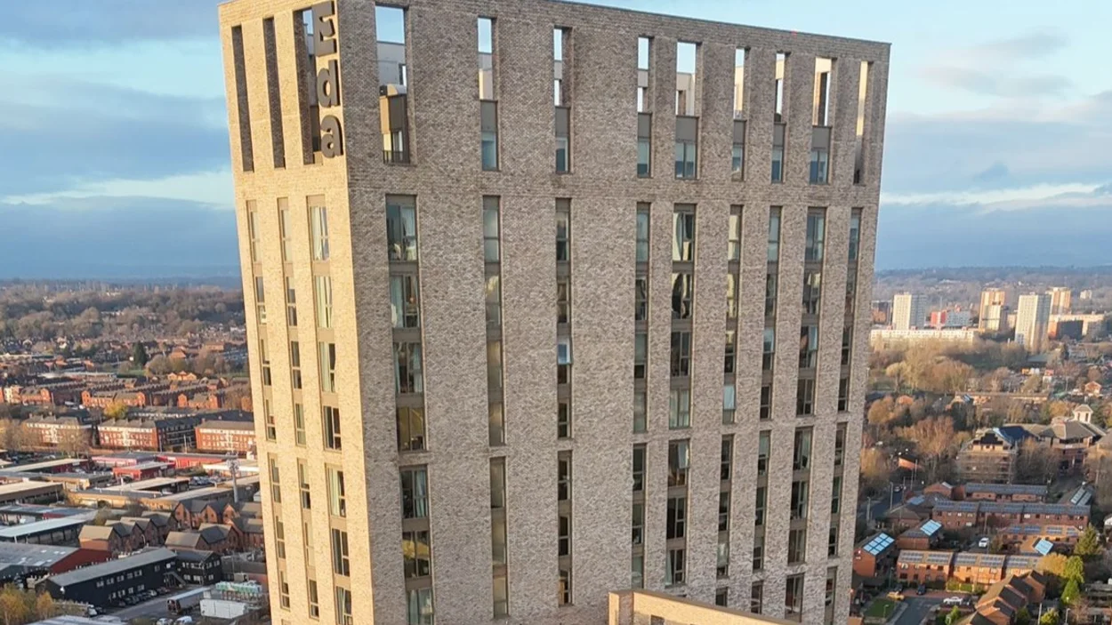 An aerial view of Anchorage Gateway in Salford which was built using Holcim UK dry silo mortar