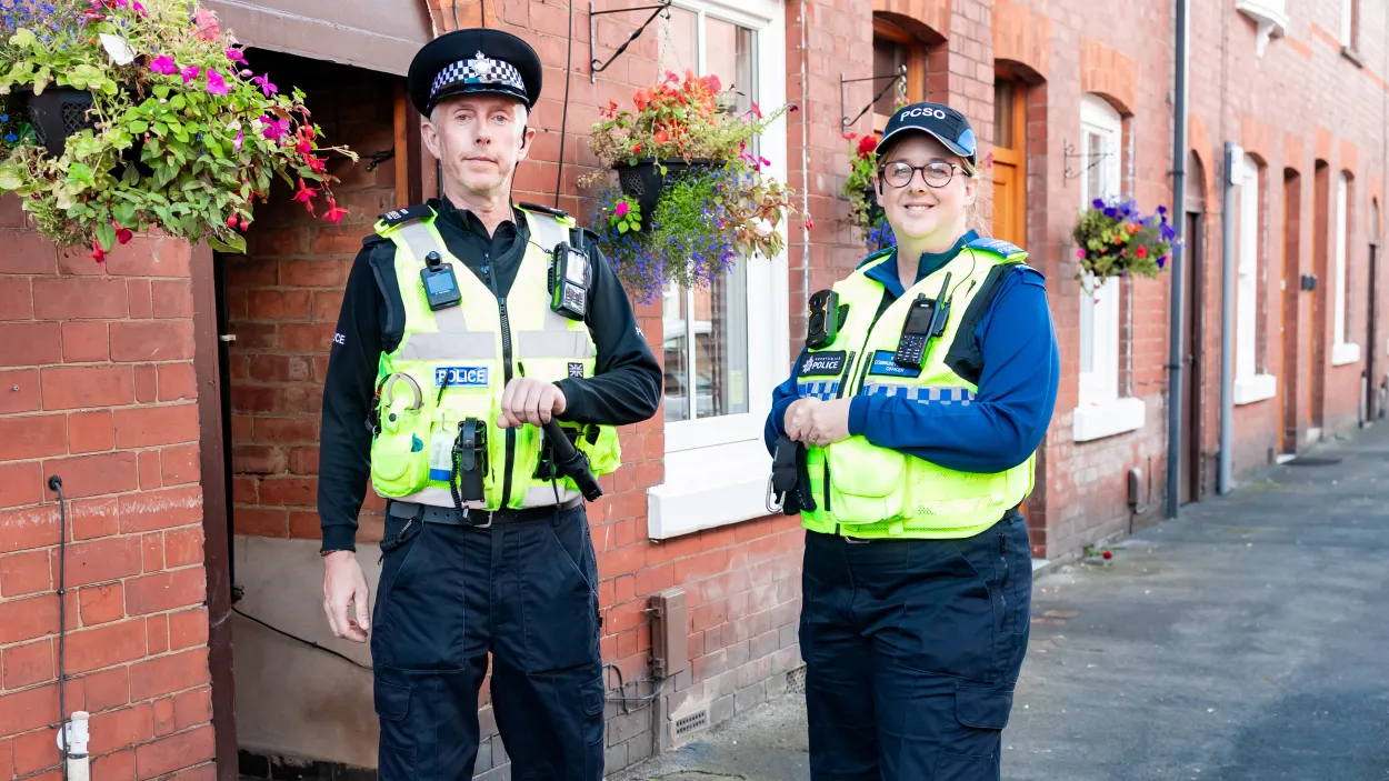 Rob Walsh out on patrol in Derby with  PCSO colleague