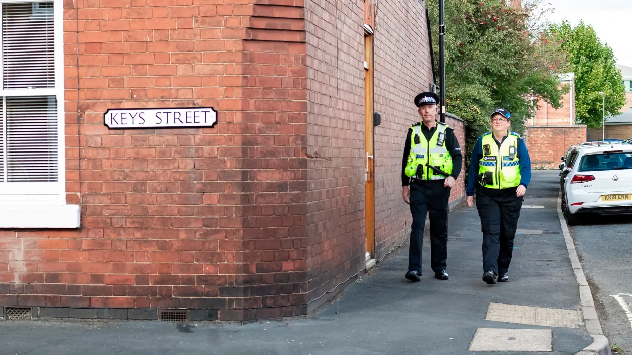 Rob Walsh out on patrol in Derby with  PCSO colleague