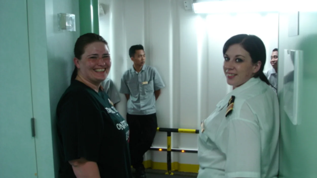 Clare Partridge, Head of Health and Safety at Holcim UK while working on a cruise ship