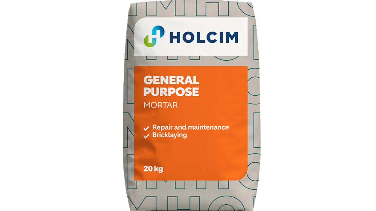 bag with the text general purpose mortar