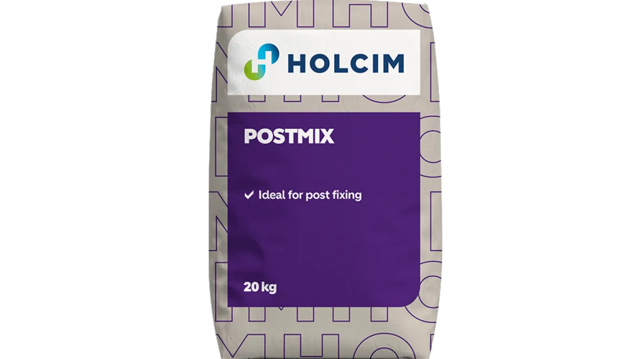 Concrete bag with the text postmix