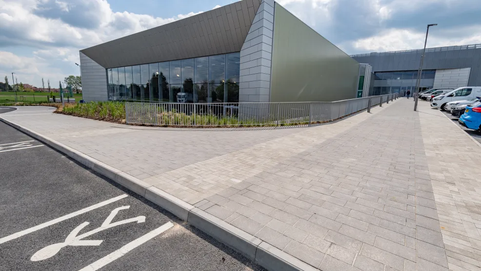Moorways Derby car park Charcon block paving 