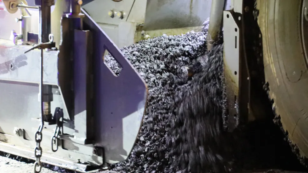 Close-up of asphalt being laid