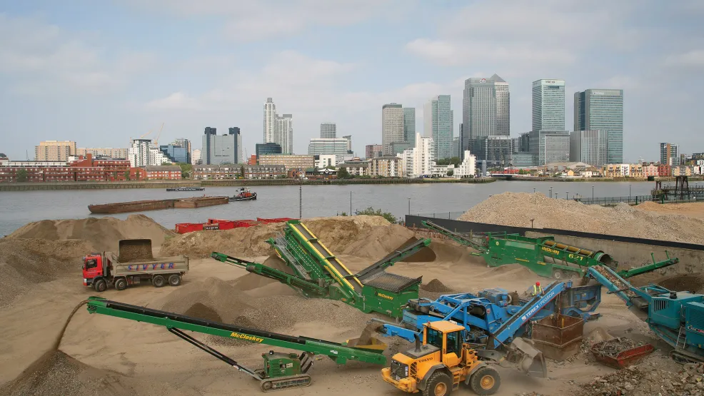Sivyer machinery in front of London Skyline
