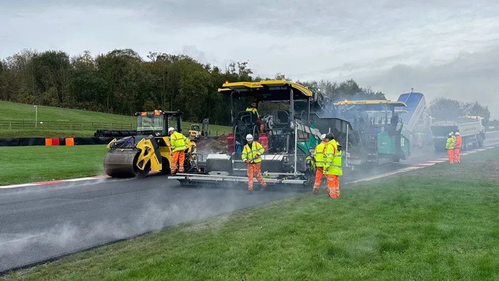 SuperPrixmat Ultra Tarmac being laid at Donington Park