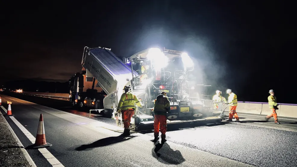 SuperThin surface course asphalt night works on M1 motorway.jpeg