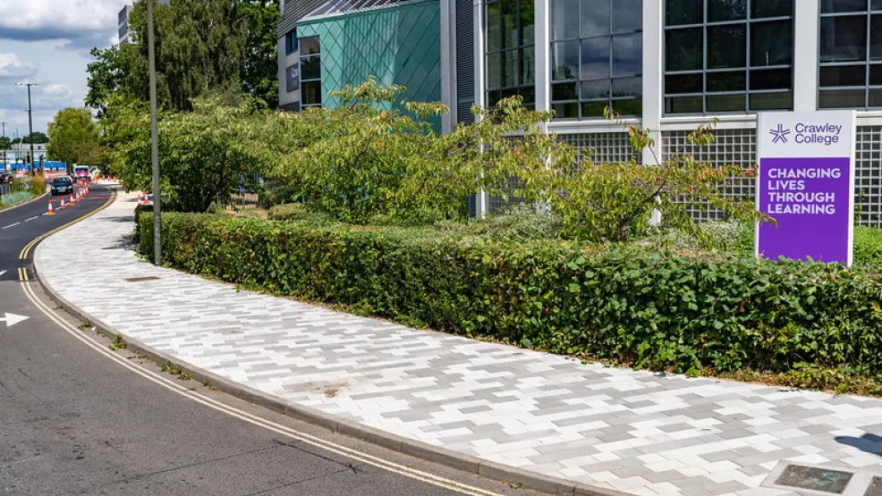 Andover block paving next to Crawley College