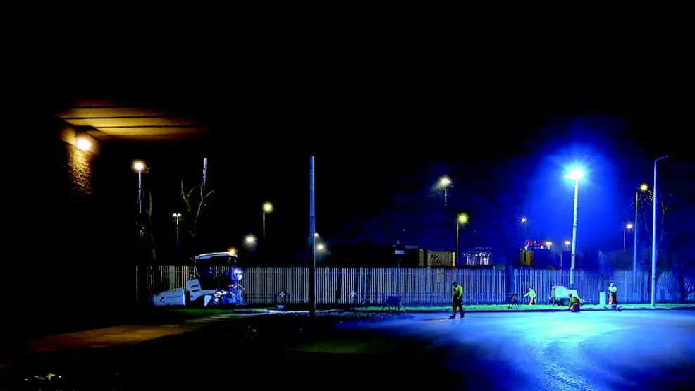 Under the M1 Junction 13 at night