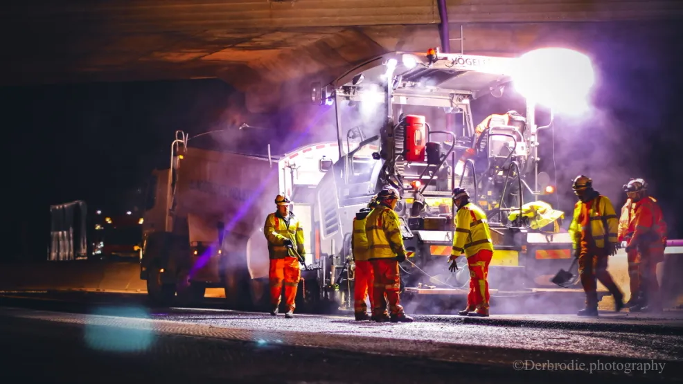 Workers resurfacing M1 Junction 13
